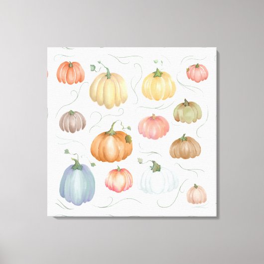 Kleurrijke Waterverf pompoen patch Canvas Afdruk (Voorkant)