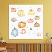 Kleurrijke Waterverf pompoen patch Canvas Afdruk (Insitu (Woonkamer))