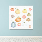 Kleurrijke Waterverf pompoen patch Canvas Afdruk (Insitu (Houten vloer))