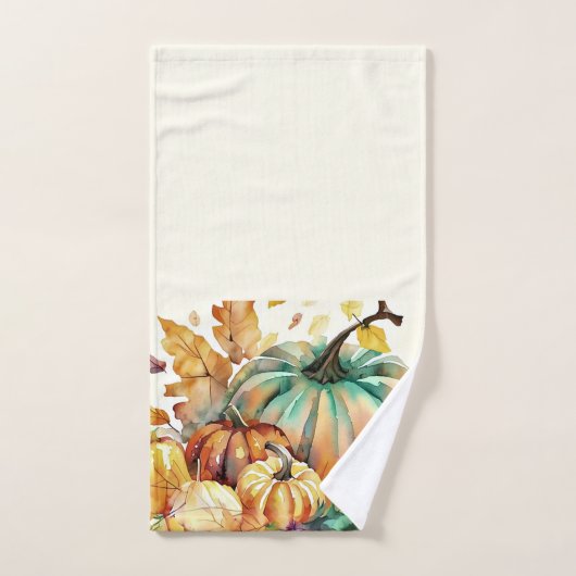 Kleurrijke waterverf pompoenen en bladeren handdoek (Handdoek)