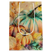 Kleurrijke waterverf pompoenen en bladeren medium cadeauzakje (Achterkant)