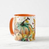 Kleurrijke waterverf pompoenen en bladeren mok (Voorkant links)