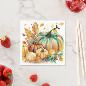 Kleurrijke waterverf pompoenen en bladeren servet (Insitu)