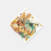 Kleurrijke waterverf pompoenen en bladeren servet (Hoek)
