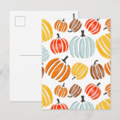 Kleurrijke waterverf pompoenen illustratie, pompoe briefkaart (Voorkant / Achterkant)