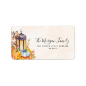 Kleurrijke Waterverf pompoenlantaarn Etiket (Voorkant)