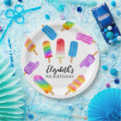 Kleurrijke Waterverf Popsicle Verjaardagspapier Bo Papieren Bordje (Feest)