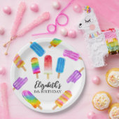 Kleurrijke Waterverf Popsicle Verjaardagspapier Bo Papieren Bordje (Feest)