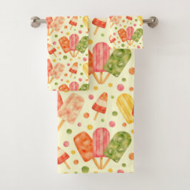 Kleurrijke Waterverf Popsicles Bad Handdoek