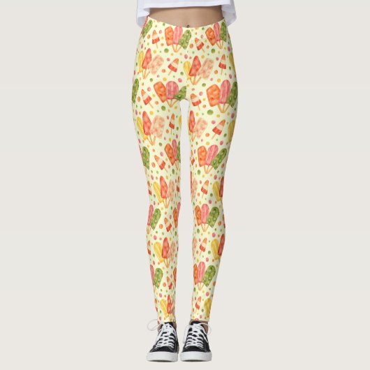 Kleurrijke Waterverf Popsicles Leggings (Voorkant)