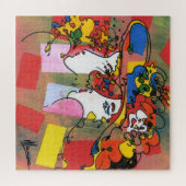 Kleurrijke waterverf-profielen met Floral-Petten Legpuzzel (Horizontaal)