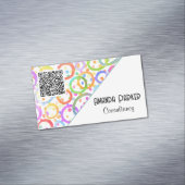 Kleurrijke Waterverf QR-code Moderne Eenvoudige Magnetisch Visitekaartje (Voorbeeld)