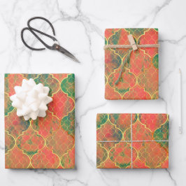 Kleurrijke Waterverf Quatrefoil Patroon Inpakpapier Vel