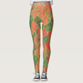 Kleurrijke Waterverf Quatrefoil Patroon Leggings (Voorkant)
