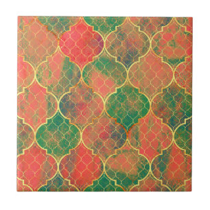 Kleurrijke Waterverf Quatrefoil Patroon Tegeltje