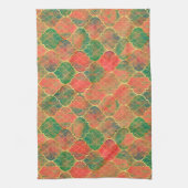 Kleurrijke Waterverf Quatrefoil Patroon Theedoek (Verticaal)