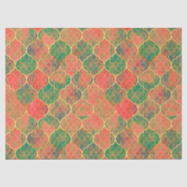 Kleurrijke Waterverf Quatrefoil Patroon Tissuepapier