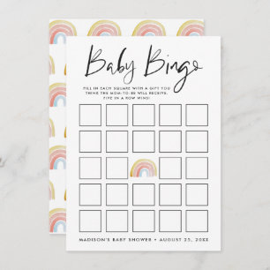 Kleurrijke Waterverf Rainbow Baby shower Bingo Kaa