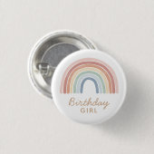 Kleurrijke Waterverf Rainbow Birthday Girl Ronde Button 3,2 Cm (Voorkant /achterkant)