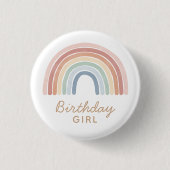 Kleurrijke Waterverf Rainbow Birthday Girl Ronde Button 3,2 Cm (Voorkant)