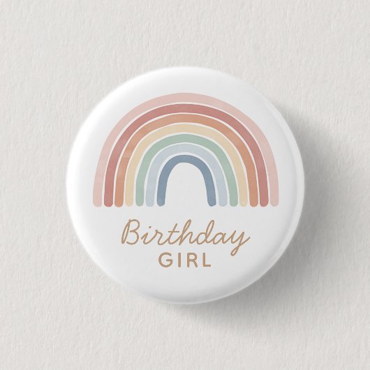 Kleurrijke Waterverf Rainbow Birthday Girl Ronde Button 3,2 Cm (Voorkant)