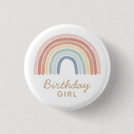 Kleurrijke Waterverf Rainbow Birthday Girl Ronde Button 3,2 Cm