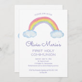 Kleurrijke Waterverf Rainbow First Heilige Communi Kaart (Voorkant / Achterkant)