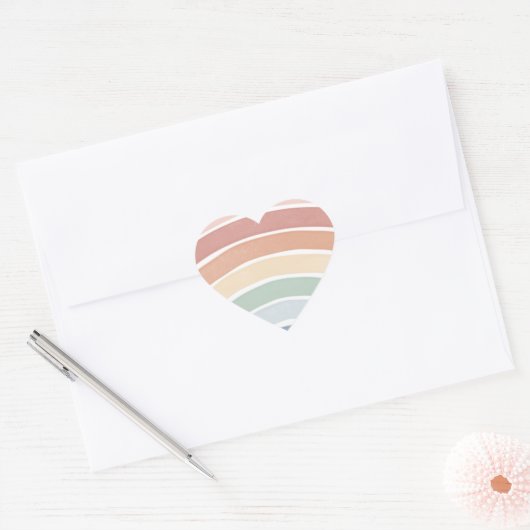 Kleurrijke Waterverf Rainbow Heart Sticker (Envelop)