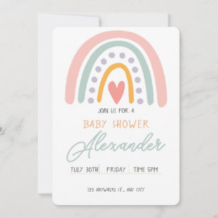 Kleurrijke Waterverf Rainbow Illustratief Baby Sho Kaart