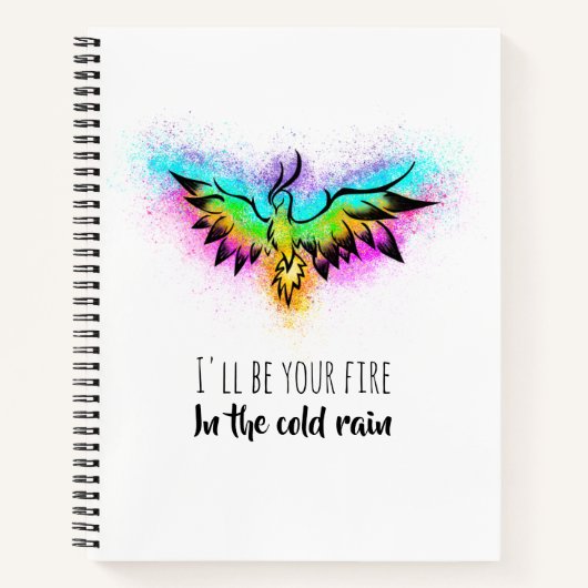 Kleurrijke Waterverf Rainbow Phoenix Bird Notitieboek (Voorkant)