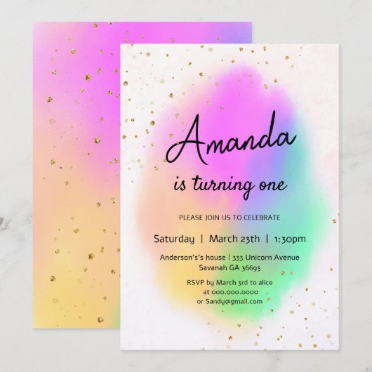 Kleurrijke Waterverf Rainbow verjaardag Kaart (Voorkant / Achterkant)