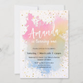 Kleurrijke Waterverf Rainbow verjaardag Kaart (Voorkant)