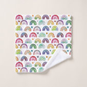 Kleurrijke Waterverf Rainbows harten en sterpatroo Bad Handdoek (Wasdoekje)