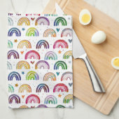 Kleurrijke Waterverf Rainbows harten en sterpatroo Theedoek (Quarter Fold)