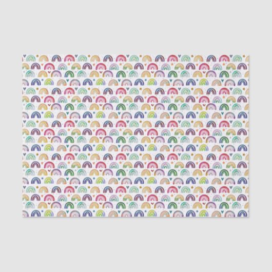 Kleurrijke Waterverf Rainbows harten en sterpatroo Tissuepapier (Voorkant)