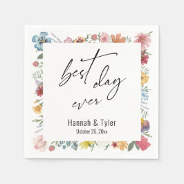 Kleurrijke Waterverf Rand van de weide wilde bloem Servet