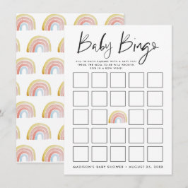 Kleurrijke Waterverf Regenboog Baby Shower Bingo K