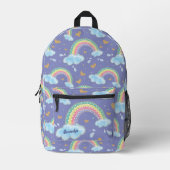 Kleurrijke Waterverf Regenboog Confetti Paarse Bedrukte Rugzak (Voorkant)