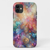 Kleurrijke Waterverf Regenboog en Gouden Glitters Case-Mate iPhone Case (Achterkant)