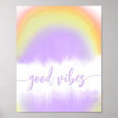 Kleurrijke waterverf regenboog goede vibes wandkun poster (Voorkant)