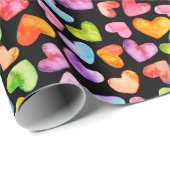 Kleurrijke Waterverf Regenboog Hart Patroon Cadeaupapier (Rol Hoek)
