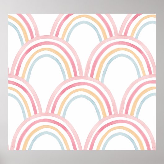 Kleurrijke Waterverf regenboog naadloze illustrati Poster (Voorkant)