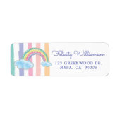 Kleurrijke Waterverf Regenboog Stripes Baby shower Etiket (Voorkant)