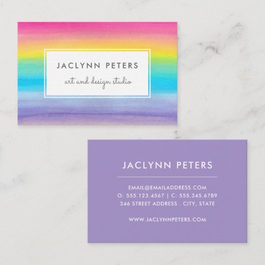 Kleurrijke Waterverf Regenboog Visitekaartje (Voorkant / Achterkant)