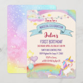 Kleurrijke Waterverf Regenboogaar Unicorn Girl Bir Kaart (Voorkant / Achterkant)