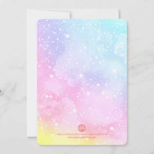 Kleurrijke Waterverf Regenboogaar Unicorn Girl Bir Kaart (Achterkant)