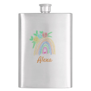 Kleurrijke waterverf regenboogboho floral add name flacon