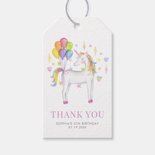 Kleurrijke Waterverf Regenboogontsteking Birthday Cadeaulabel (Voorkant)