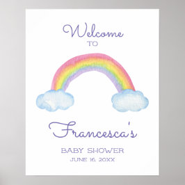 Kleurrijke Waterverf regenboogverwelkoming in Baby Poster