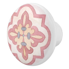 Kleurrijke waterverf Retrobloemen voor keukenroze Keramische Knop